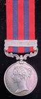 SINGLE: India General Service 1854-95, 1 clasp Umbeyla 425 M. McLean, H.M.S. 71st Regt. Impressed.