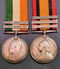 Pair: QUEENS SOUTH AFRICA MEDAL 1899 three clasps "NATAL, OFS T" &amp; KINGS SOUTH AFRICA two clasps correctly impressed, 5348 Pte. W. Barnett. Middlesex Rgt.