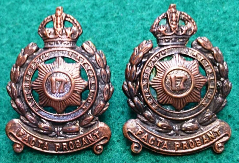 17th Infantry Battalion - The North Sydney  Regiment - Oxidised pair of collars (C250) $110