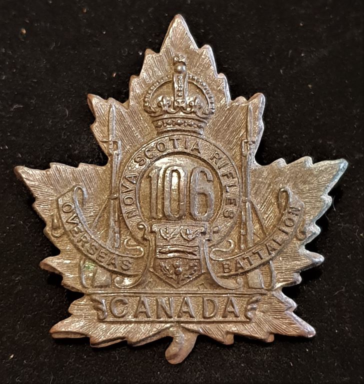 E106 - 106th BATTALION (NOVA SCOTIA RIFLES) CAP BADGE