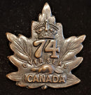 E74 - 74th BATTALION (TORONTO) COLLAR BADGE