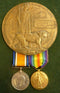 Trio: British War Medal, Victory Medal both correctly impressed to 26155 DVR A. H. FLOYD 51 BN. A.I.F. Death Plaque names AUSTIN HERBERT FLOYD. - EF SOLD