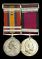 Pair: Queen’s South Africa 1899-1902, 2 clasps, Natal, Transvaal (874 Pte C. [sic] Elliott. Durban L.I.); Natal 1906, 1 clasp, 1906 (Tpr: C. E. Elliott, Natal Police.)